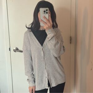 Babaton gray oversized v neck waffle cardigan